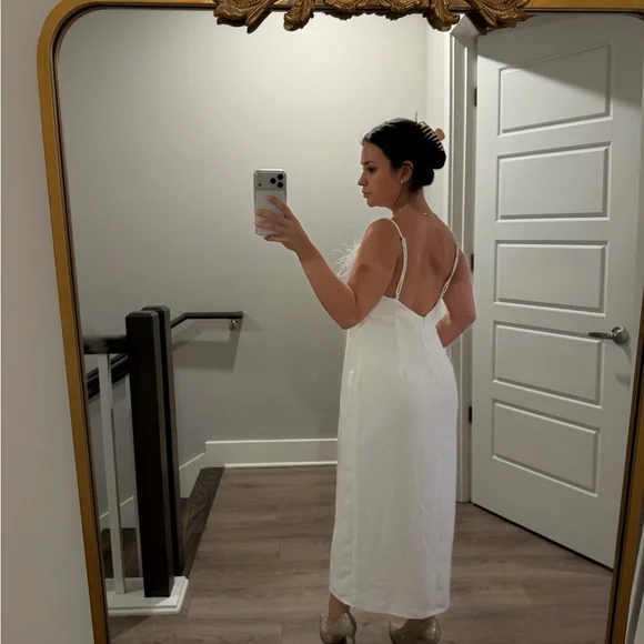 Elliatt White Midi Dress with Feather Detail - Picture 4 of 5